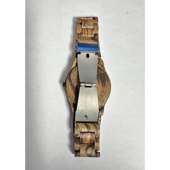 BEWELL Wood Watch Quartz Date Display Mens Wrist Watch Wooden Band New Battery - Picture 4 of 7